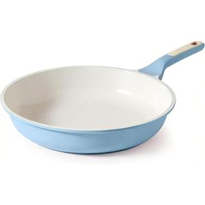 SENSARTE Nonstick Ceramic Frying Pan 12.5-Inch, Healthy Non Toxic Skillet, Induction Compatible Omelet Pan with Heat Resistant Handle, PFAS-Free, Blue