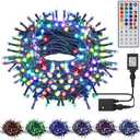 HOME LIGHTING 66ft Christmas Decorative Mini Lights, 200 LED RGB Changing 8 Functional Green Wire Fairy Halloween Lights, Plug in Indoor Outdoor Xmas Wedding Party Decor