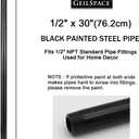 GeilSpace 6 Pack 1/2" 30" Pre-Cut Black Metal Pipe, Industrial Steel Fits Standard Half Inch Black Threaded Pipes and Fittings - Vintage DIY Industrial Shelving (1/2" 30")