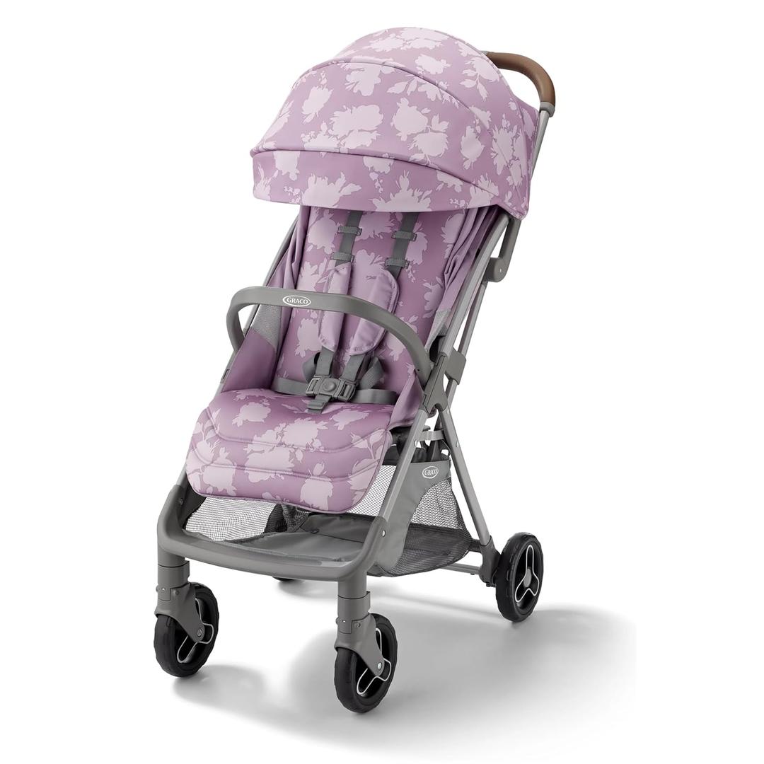 Graco Ready2Jet Compact Stroller  Overhead Friendly Compact Travel Stroller with Automatic Fold, Lilac Mod