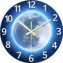 14 Inch Lighted Wall Clocks Battery Operated Blue Glow in The Dark Wall Clock for Kids Bedroom Silent Wall Clock Decorative