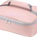 PATIKIL 12.2"x9.6"x2.8" Insulated Lunch Bag, Waterproof Lunch Box with Handle Lunch Tote Bag Portable Food Storage for Office Work Outdoor Picnic, Pink Grey