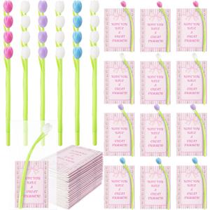 Gueevin 24 Set End of School Year Student Gifts Bulk for Kids Including 24 Pcs Color Changing Tulip Ballpoint Pens and 24 Notepads from Teacher Gift Classroom