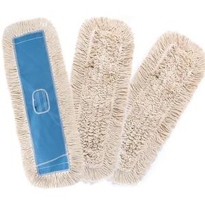 Matthew Cleaning 24'' Industrial Strength Cotton Dust Mop Refill Washable Replacement Heads for Residential & Commercial Use Fit Standard Dust Mop Frames, Hardwood,Concrete Floors Blue&White 3 Pack