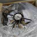 REDSTAR Flush Mount Caged Ceiling Fan with Lights, 20" Small Bladeless Ceiling Fans with Remote, Rustic Low Profile Ceiling Fans 6-Speeds Reversible Enclosed Ceiling Fan for Bedroom Kitchen Farmhouse (19.7 INCH, Black+Wood)