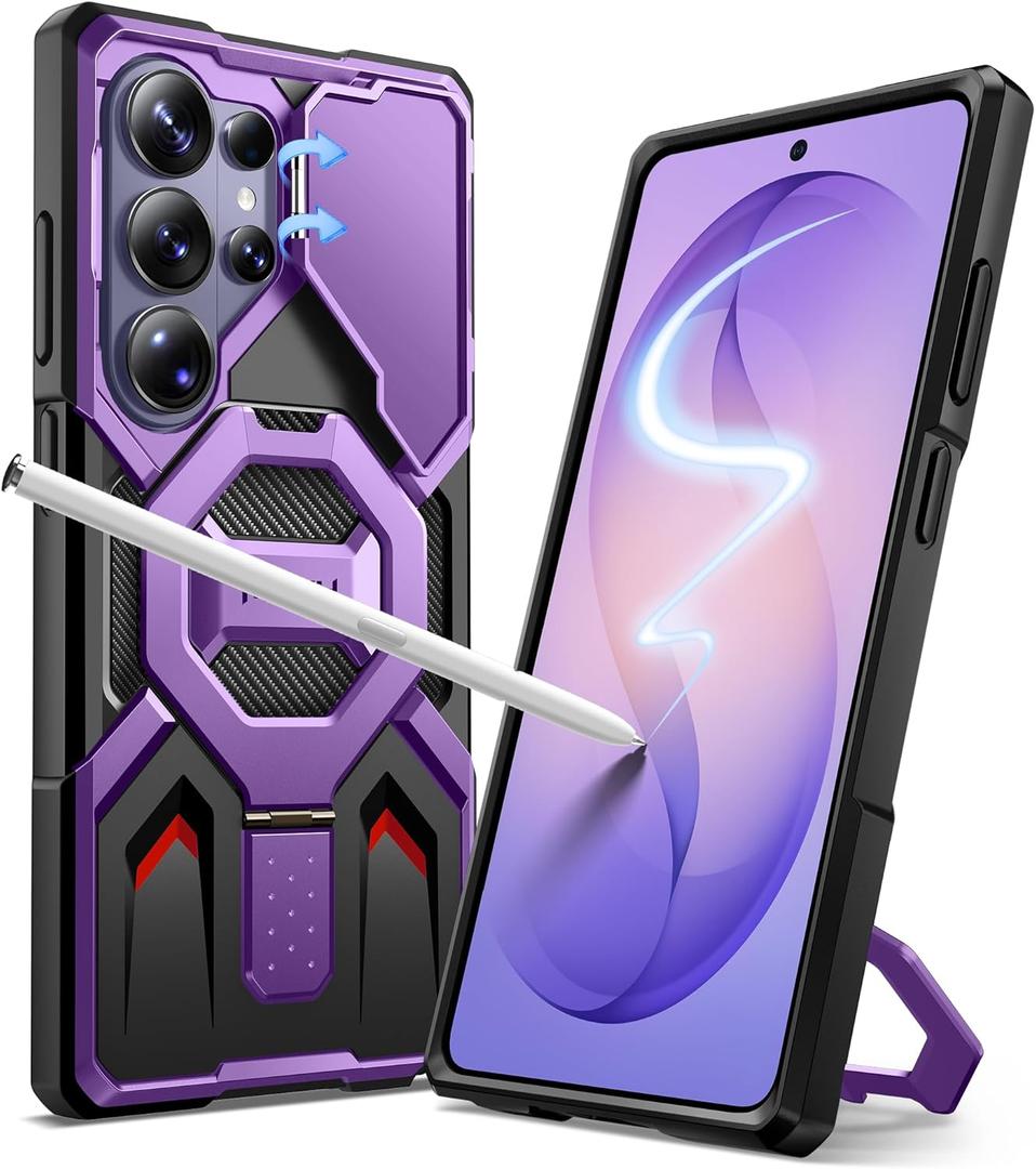 TONGATE for Samsung Galaxy S26 Ultra Case with Magnetic Stand, Compatible with MagSafe [Built-in Camera Cover & Ring Holder][Military-Grade Protection] Anti-Slip Rugged Phone Case for S26 Ultra,Purple