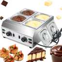 Chocolate Melting Pot 4-Tanks Commercial Chocolate Tempering Machine Chocolate Tempering Pot 2000W Electric Chocolate Melter Pot Chocolate Warmer for Milk Coffee Cheese