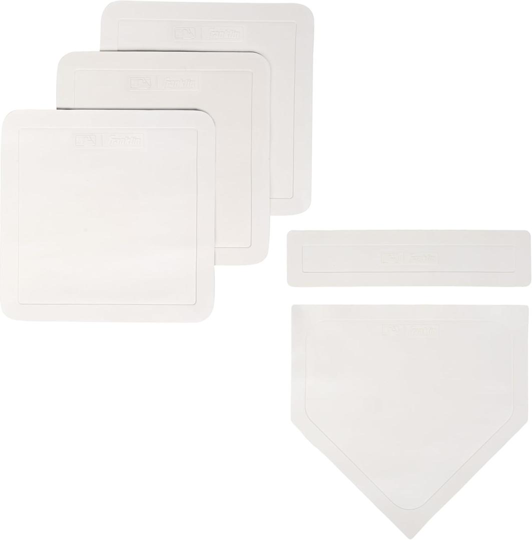 Franklin Sports MLB Throw Down Baseball Bases with Home Plate + Pitcher's Rubber - Backyard Rubber Base Set Perfect for Baseball, Teeball + Kickball (White)