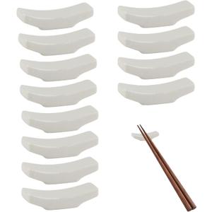 12 Pcs Ceramic Chopstick Holder Rest, Reusable Glazed Ceramic Stand,Keep Utensils Off Table, Anti Rolling Easy Clean, Tabletop Decoration for Sushi Nights, Asian Dining, Home Use