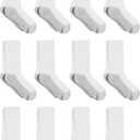 Hanes Boys' Socks, Double Tough Cushioned Crew Socks, 12-pair Packs (Large, White/Grey Bottom)