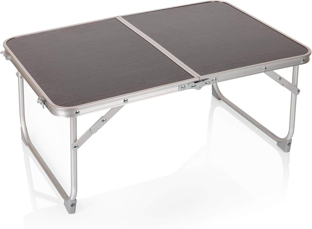 Concert Mini Portable Table - Small Folding Table - Mini Picnic Table (Charcoal Wood Grain)