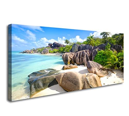 YYYYHPP YP0775 Beach Wall Art Picture Wall Art Stone Coconut Trees on Sands Beach Seascape Scenery Painting Nature Picture for Bedroom Home Office Wall Decor 40x20