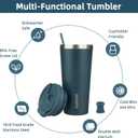 BJPKPK 22oz Stainless Steel Insulated Tumbler With lid And Straw Travel Coffee Thermal Tumblers Cup For Women And Men,Navy Blue