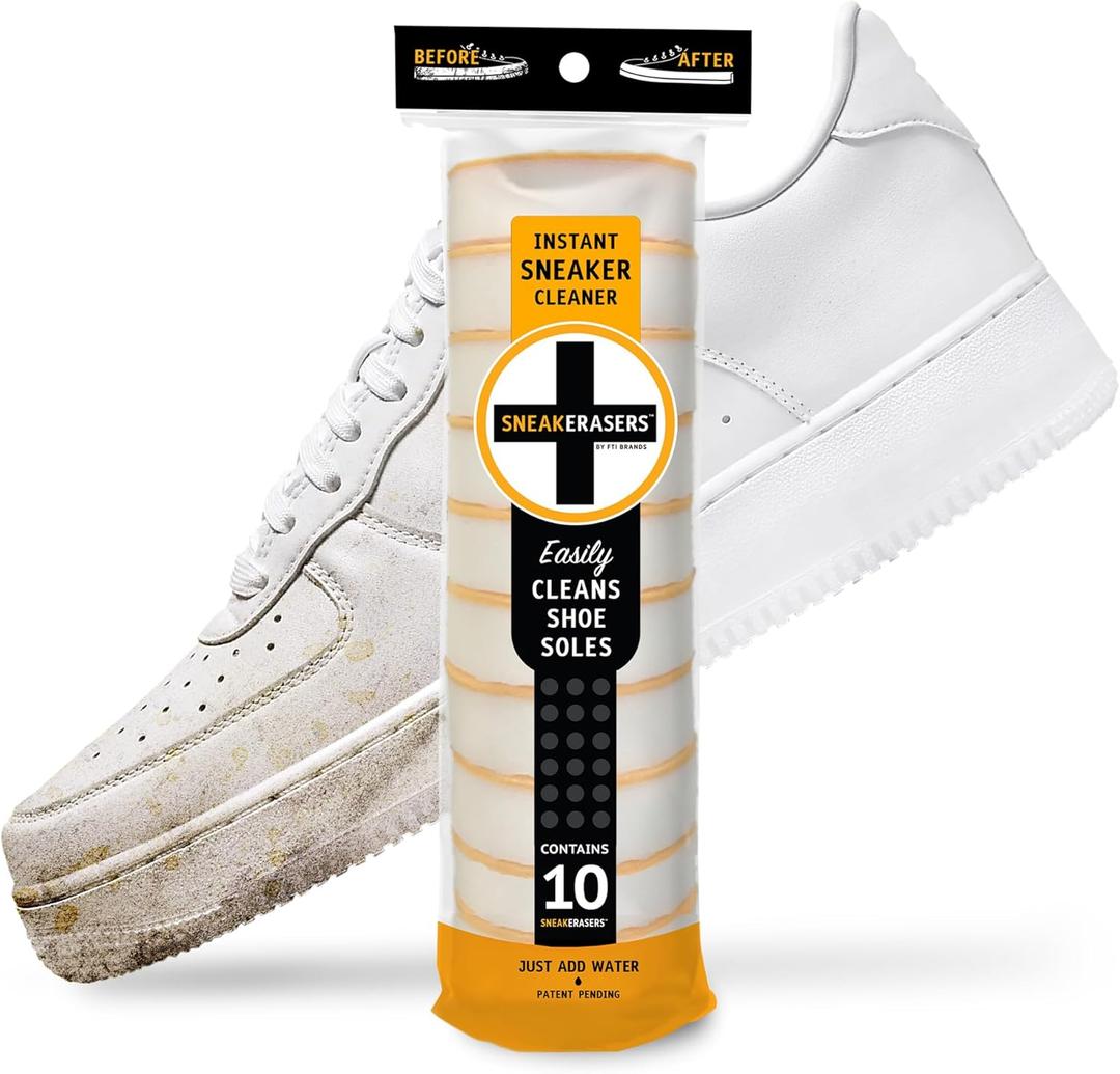 SneakERASERS Sole & Sneaker Cleaner, Premium Shoe Cleaner for Sneakers, Dual-Sided Sponges, Effective for Tennis Shoes & Women Men Sneakers, Gentle Rub Design Cleaner Kit, 10 Pack
