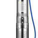 Submersible Deep Well Pump, 1HP 230V/60Hz, 33GPM, 207ft Head, Stainless Steel Water Pump with Additional Brass Check Valve and 30ft Power Cord for Irrigation, Industrial & Home Use