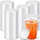 Jingmore 1000 Pcs 90mm Diameter PET Flat Lids, Fits 12 oz - 22 oz Paper Cold Cups, Disposable Clear Plastic Lids with Straw Slot for Cafes Beverage Shops Restaurants Beverage Delivery Services