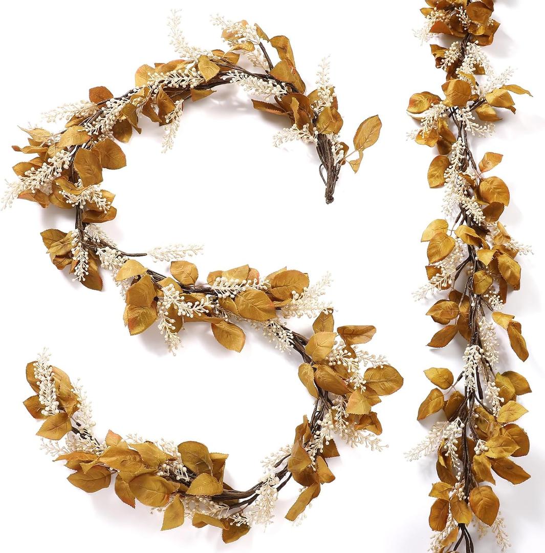 Fall Garland Decor 6 ft Artificial Fall Berry Stems Floral Sticks Brown Leaf Garland Decorations for Home Autumn Thanksgiving Home Wedding Fireplace Party Farmhouse Outdoor Indoor Fall Garland Decor 6 ft Artificial Fall Berry Stems Floral Sticks Brown Leaf Garland Decorations for Home Autumn Thanksgiving Home Wedding Fireplace Party Farmhouse Outdoor Indoor