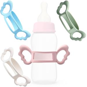 Botabee Silicone Baby Bottle Handles (4-Pack) - Hands-Free Baby Bottle Holder for Babies Learning To Hold - Compatible with Any Sippy Cups - Soft and Durable Material - Easy to Use and Clean