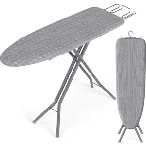 SONGMICS Ironing Board, Foldable Iron Board, Height Adjustable up to 35 Inches, with 4 Layered Cover and Pad, Iron Rest, Hook, Steel X-Legs, for Home, Laundry Room, Dorm, Dove Gray ULLB001G01