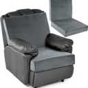 HOMBYS Foam Recliner Chair Cushions for Elderly, 4" Thick Chair Pads with Back Support for Office, Non-Slip Medium Firm Seat Cushion with Lumbar Pillow (Light Grey, 21.5" Backrest)