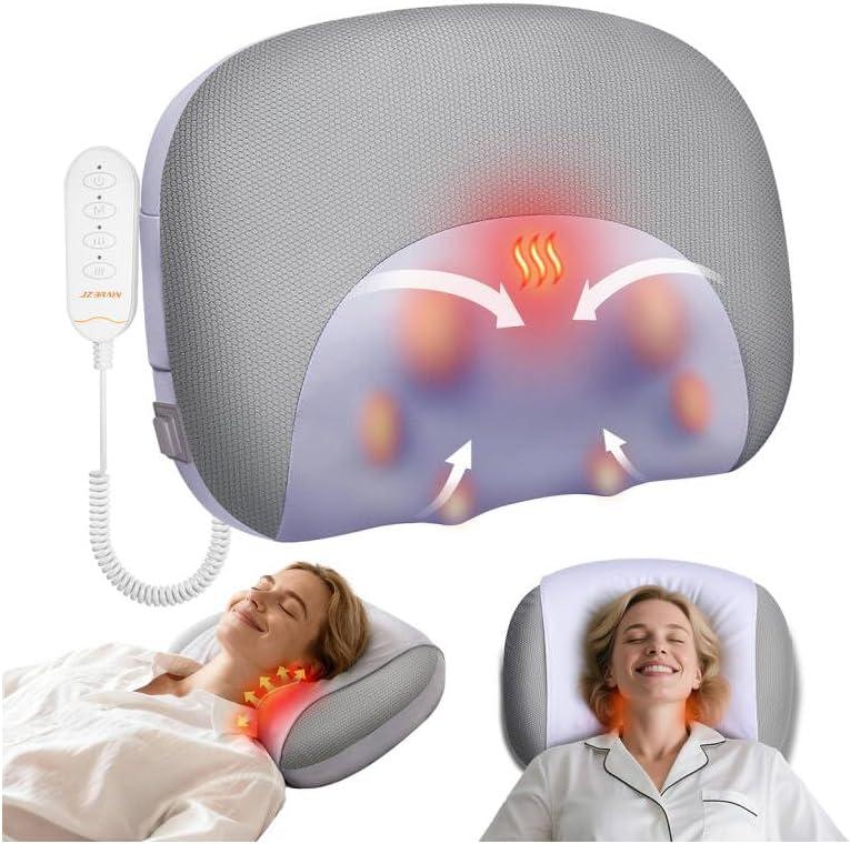 Neck Massager Pillow with Heat : Cordless Neck Massager for Pain Relief Deep Tissue - Rechargeable Massage Pillow 3 Intensity & Heating Daily Comfort for Desk Workers Women Men at Home Use
