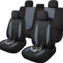CAROMOP Waterproof Car Seat Cover Full Seats, Neoprene Seat Covers for Cars,Split Bench Compatible Car Interior Covers, Universal Fit Most Car Sedan Truck SUV(Black/Gray) (Full Set)