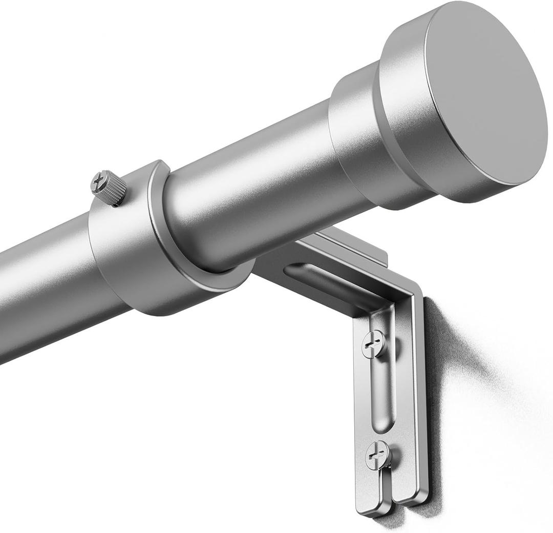 YaFex Curtain Rods 32-144 Inch, Heavy Duty 1 Inch Adjustable Curtain Rod for Windows, Silver Extra Long Window Treatment Rods, Modern Design, Easy Installation