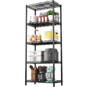 HOMEFORT 5-Tier Wire Shelving 5 Shelves Unit Metal Storage Rack Durable Organizer Perfect for Pantry Closet Kitchen Laundry Organization in Black