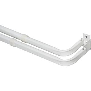 Kenney Adjustable Basic Double Curtain Rod, 48-86 inches, White