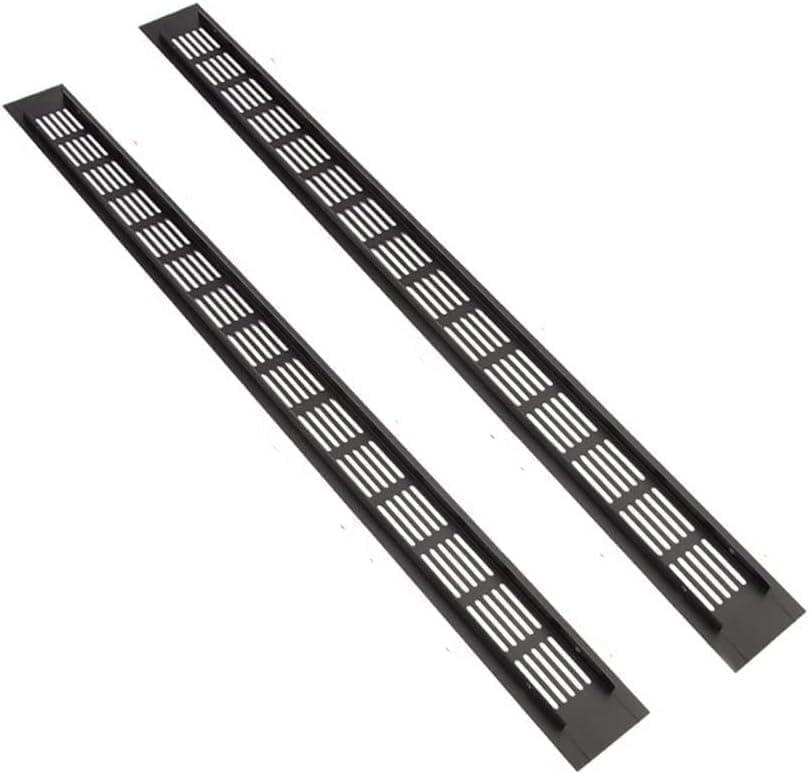 2 Pcs Black Air Vent Grille Cover 600mm x 80mm Aluminum Alloy Kitchen Air Vent Cover Cupboard Vents 24 x 3 Inch Fridge Vent Louvred Wall Vent Grille Ventilation Cover