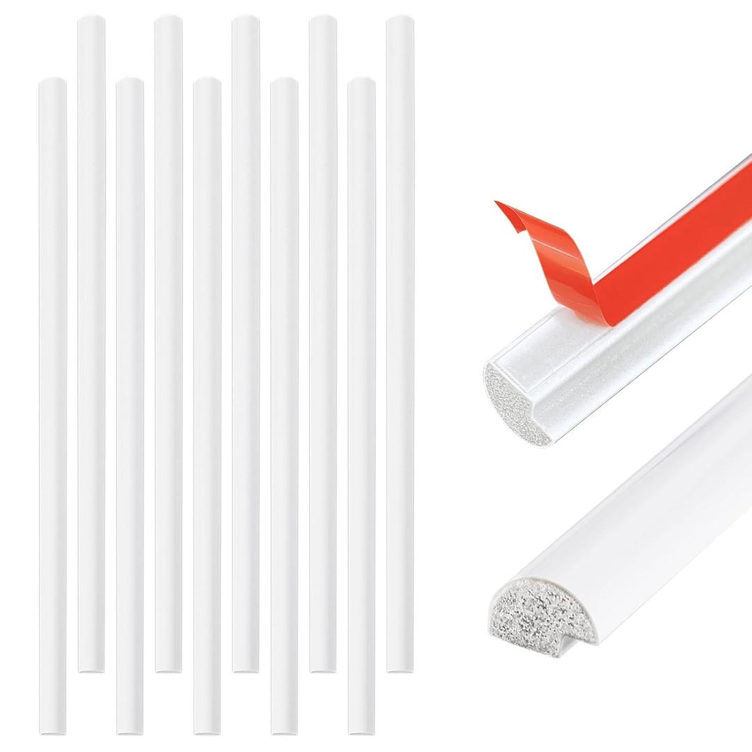 Tilingview 10-Pcs Peel and Stick Tile Edge Trim, 12 Inches Self-Adhesive Tile Edging Decorative Pencil Tile, PVC Molding Tile Trim for Backsplash (White)