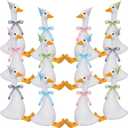 Blueweenly 12 Sets 11.8 Inch Silly Goose Birthday Decor Girl Boy 1st Adopt a Goose Party Favor Gift Plush Stuffed Animal with Mini Party Hat and Ribbon for Christmas Birthday Gift