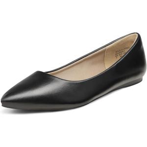DREAM PAIRS Women's Dress Pointed Toe Flats Ballet Comfort Soft Slip On Casual Flat Shoes for Work Office Business (9, Black/Pu)