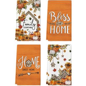 2 x Artoid Mode Pumpkin Sunflowers Fall Kitchen Towels Set of 4 18x26 Inch