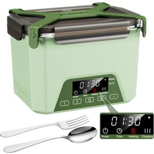 Cordless Electric Lunch Box, 1.2L Self Heating Lunch Box Battery Powered with Automatic Heating, BPA Free, Meal Prep Friendly (Green)