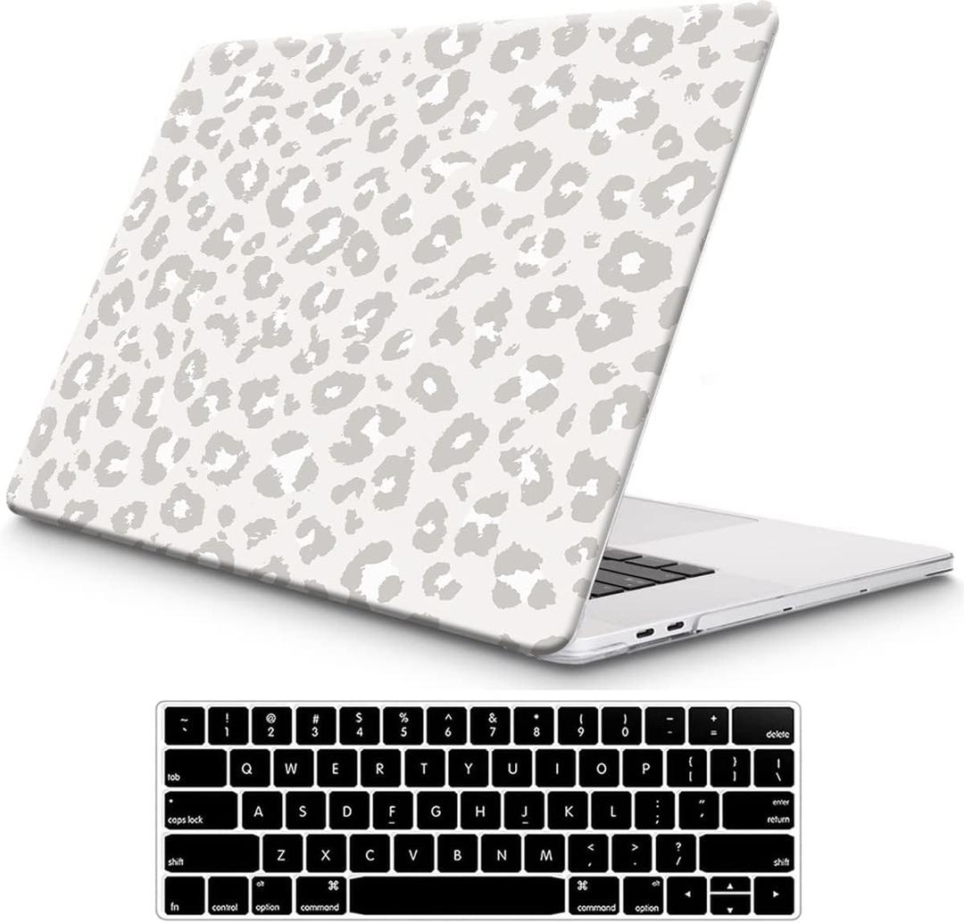 Funut for MacBook Air 13 inch Case 2022 2021 2020 2019 2018 Release M1 A2337 A2179 A1932 with Touch ID, MacBook Air M1 Case Plastic Hard Shell Protective Cover & Keyboard Cover, Leopard Print