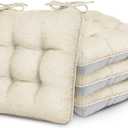 Love's cabin Memory Foam Chair Cushions Set of 4, 15.5"x15.5"x3.5" Indoor & Outdoor Seat Pads for Dining, Kitchen, Office, Patio Chairs - Beige