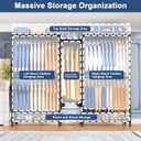 Ulif E12 Pro Clothes RackHeavy Duty Freestanding Garment Rack with ShelvesMetal Clothing Closet Storage System for Hanging Clothes71" W x 16" D x 76.5" H, Hold 960 lbsBlack