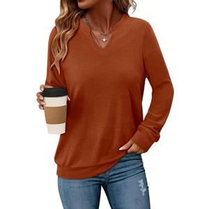 Angerella Womens Long Sleeve Shirts Casual V Neck Sweatshirts Loose Fit Lightweight Pullover Tops L