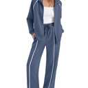 Sampeel Two Piece Outfits for Women 2025 Fashion Lounge Sets Matching Sets Fashion Clothing Travel Airport Vacation Clothes Blue L