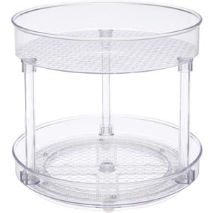 Amazon Basics Lazy Susan Turntable Organizer, 9" Diameter, 2 Tier, Clear