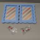 4x6 Wavy Picture Frame With Mat For 3.5x5, Wavy Edge Wooden Picture Frame with Real Glass - Wall Mount and Tabletop Display, Blue, 2 Pack