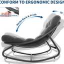 IDEALHOUSE Outdoor Rocking Chair with Metal Frame, Adjustable Papasan Rocker, Waterproof Comfy Cushion, 450lbs Capacity, for Patio, Porch, Garden, Living Room, Dark Grey