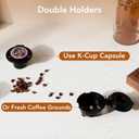 Single Serve Coffee Maker Brew with Coffee Pods & Grounds, Compatible with Kcup Coffee Pods, Small Sizes Up to 6 8 10 12 14 Oz, 14 Oz Water Reservoir, Easy to Clean for Office Travel Home, Black