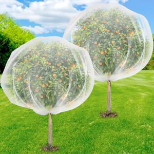 2PCS Fruit Tree Netting with Drawstring, 7 x 6ft Ultra-Fine Mesh Garden Insect & Bird Protection Cover, Breathable Reusable Tree Netting for Citrus, Apple, Peach & Shrubs