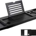 Bamboo Bath Caddy Tray Expandable 29.5"-37.4", Bathroom Bathtub Organizer with Book Tablet Wine Glass Cup Towel Holder, Bathtub Tray Fits Most Bath Tubs,Black