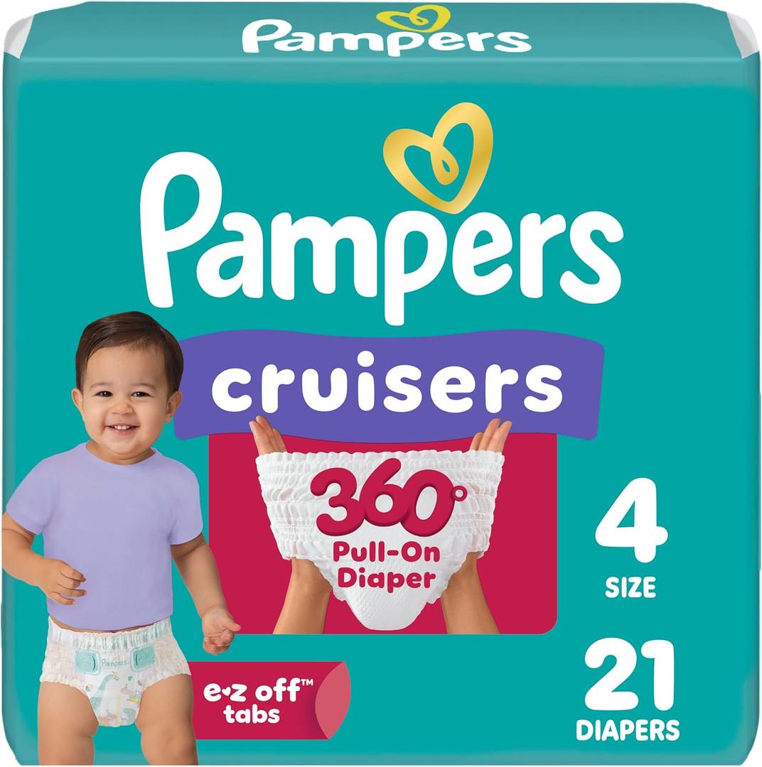 Pampers Diapers - Cruisers 360 - Size 4, 21 Count, up to 100% Leakproof Fit, Designed for Active Babies, Pull On Diaper