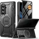 TONGATE for Galaxy Z Fold 7 Case with Privacy Screen Protector, [Compatible with MagSafe][Anti Spy] Shockproof Phone Case, Built-in Stand & Belt Clip & Hinge Cover for Samsung Z Fold 7 2025, Jet Black