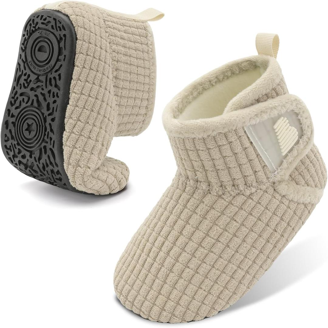Baby Toddler Slippers Girls Boys House Shoes Fuzzy Boots Socks | Breathable, Lightweight, Fur Lined, Easy Slip on and off, Non-Slip Rubber Sole, Machine Washable, for Bedroom Indoor Outdoor