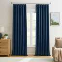 KEQIAOSUOCAI Pinch Pleated Curtains 108 Inches Long 2 Panels Set, Thermal Insulated Blackout Room Darkening Curtain for Bedroom,Window Draperies with Hooks(Navy Blue,40x108-inch)